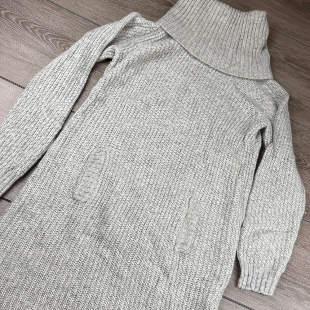 Philosophy Womens Sweater Dress Wool Cashmere Alpaca Turtleneck Grey XS